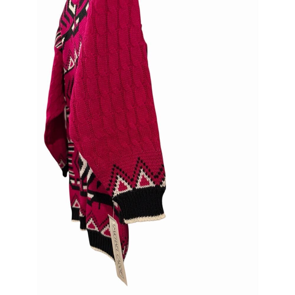 NWT Retro 80s Michael Carrie Aztec Pink Black Pullover Mock Neck Women’s S - Picture 5 of 11